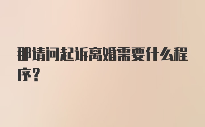 那请问起诉离婚需要什么程序？