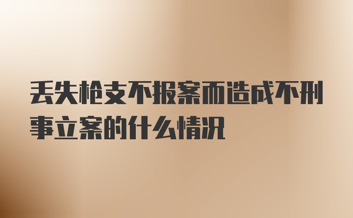 丢失枪支不报案而造成不刑事立案的什么情况