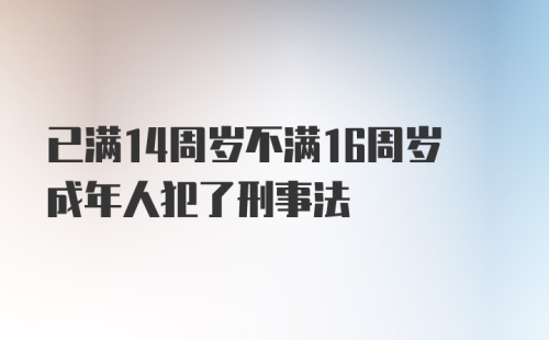 已满14周岁不满16周岁成年人犯了刑事法