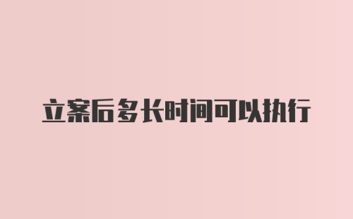 立案后多长时间可以执行