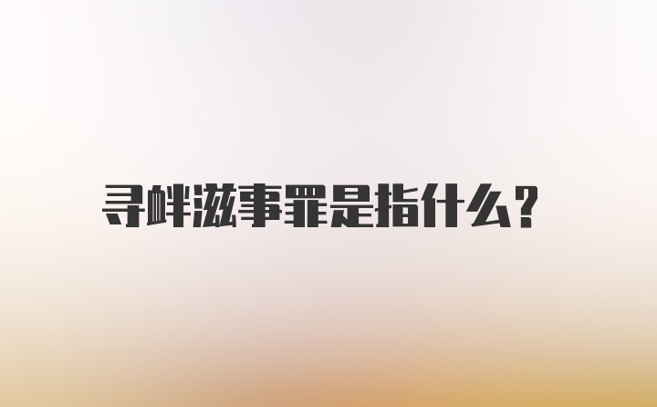 寻衅滋事罪是指什么？