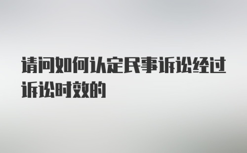 请问如何认定民事诉讼经过诉讼时效的