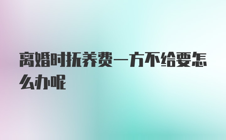 离婚时抚养费一方不给要怎么办呢