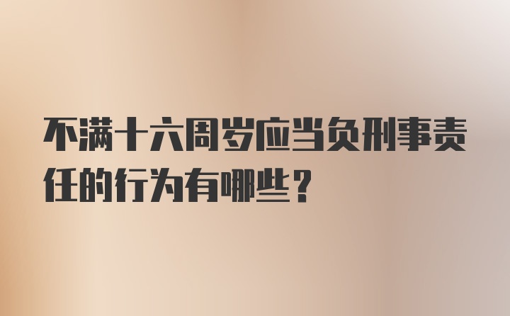 不满十六周岁应当负刑事责任的行为有哪些？