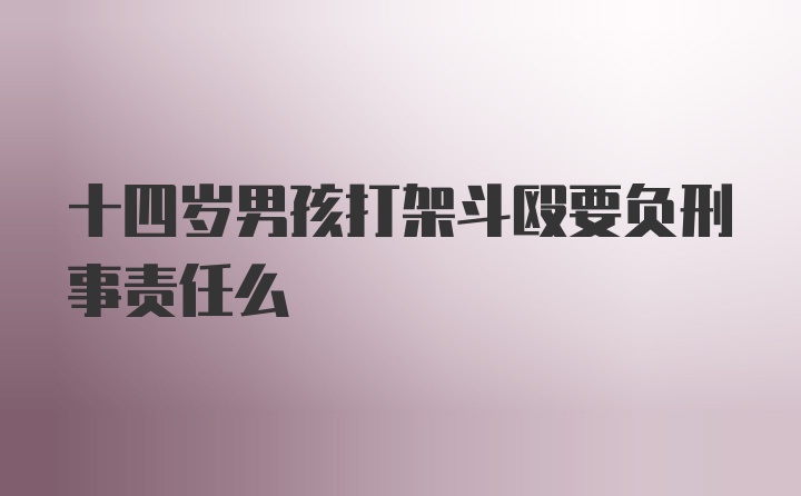 十四岁男孩打架斗殴要负刑事责任么