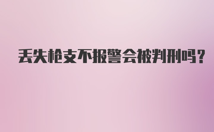 丢失枪支不报警会被判刑吗？