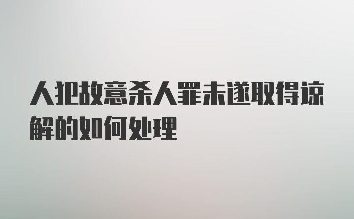 人犯故意杀人罪未遂取得谅解的如何处理