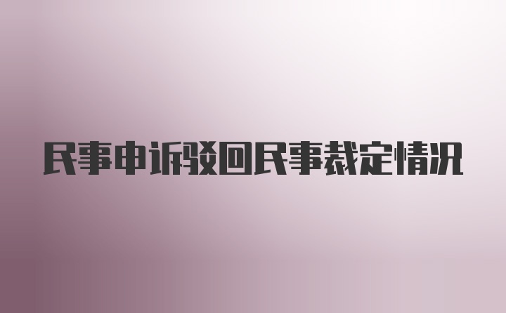 民事申诉驳回民事裁定情况