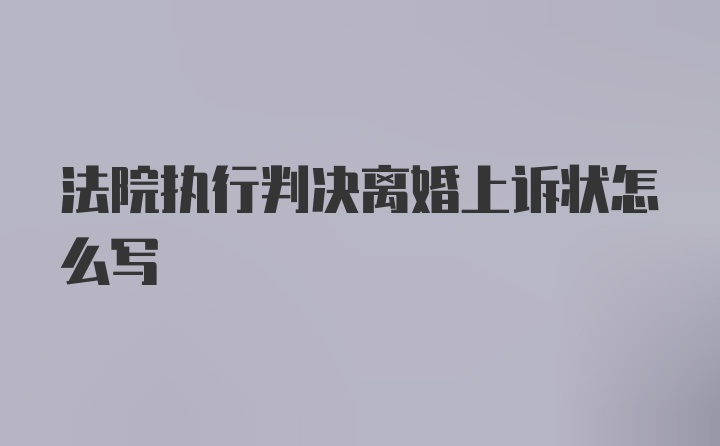 法院执行判决离婚上诉状怎么写