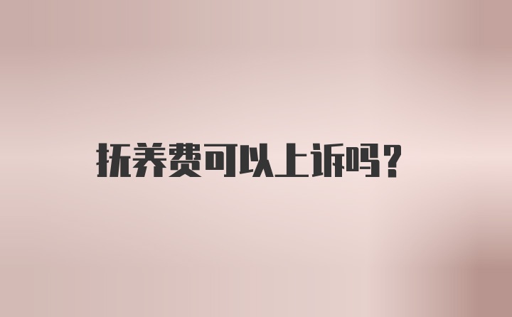 抚养费可以上诉吗?