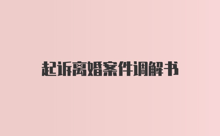 起诉离婚案件调解书