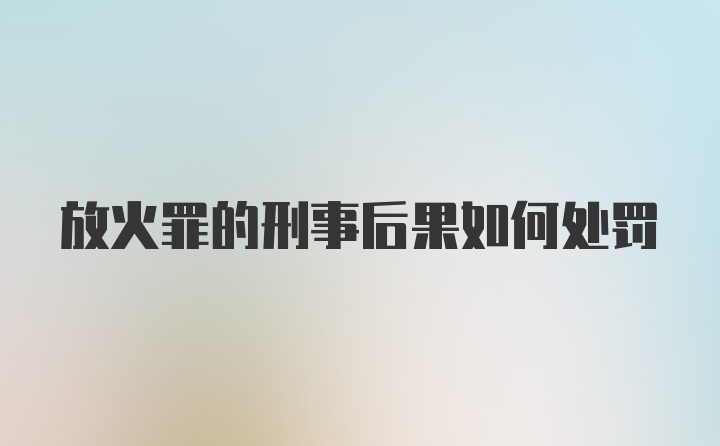 放火罪的刑事后果如何处罚