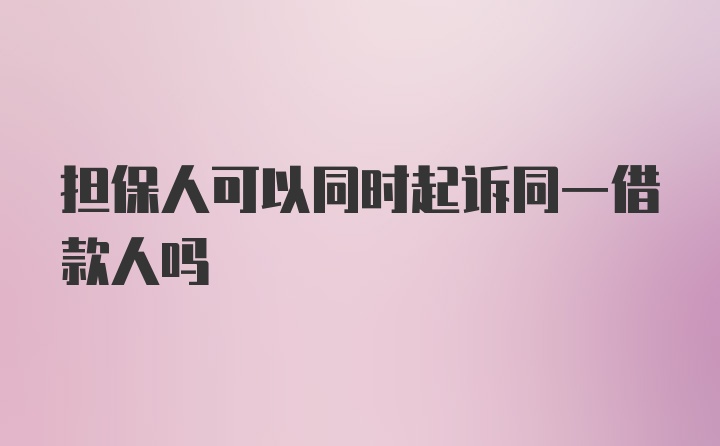 担保人可以同时起诉同一借款人吗