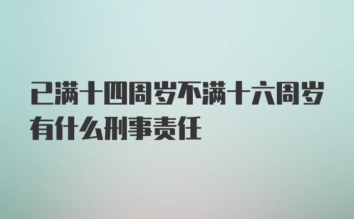 已满十四周岁不满十六周岁有什么刑事责任