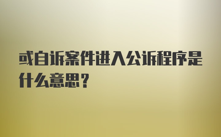 或自诉案件进入公诉程序是什么意思？