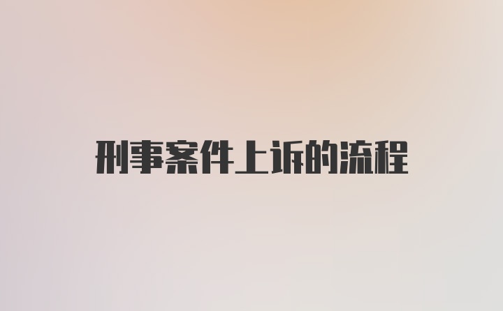 刑事案件上诉的流程