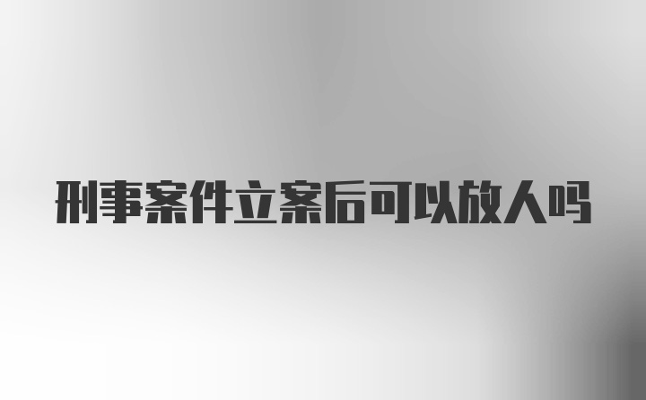 刑事案件立案后可以放人吗