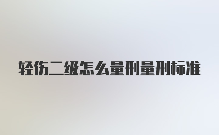 轻伤二级怎么量刑量刑标准