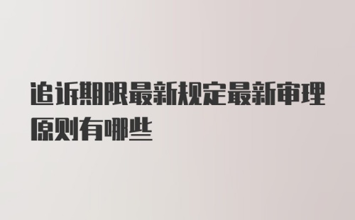 追诉期限最新规定最新审理原则有哪些