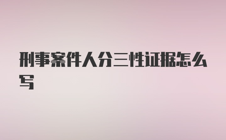 刑事案件人分三性证据怎么写