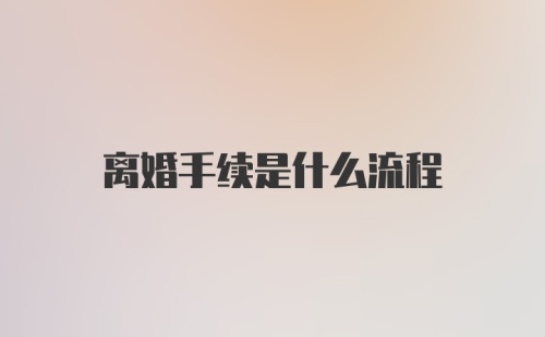 离婚手续是什么流程