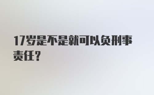 17岁是不是就可以负刑事责任？