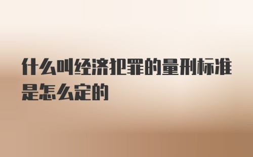 什么叫经济犯罪的量刑标准是怎么定的