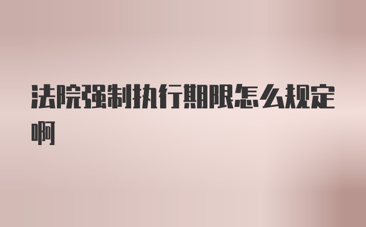 法院强制执行期限怎么规定啊