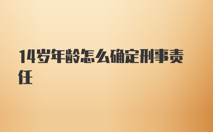 14岁年龄怎么确定刑事责任