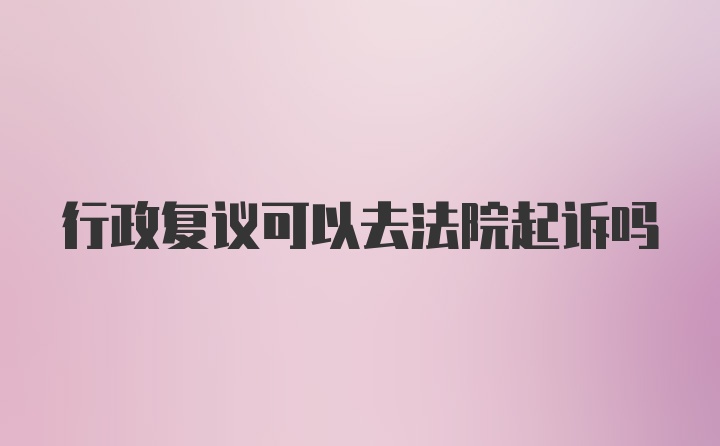 行政复议可以去法院起诉吗