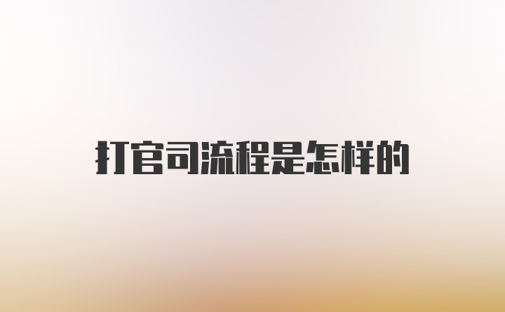 打官司流程是怎样的