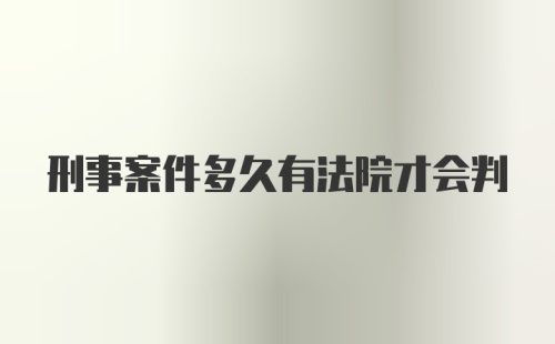 刑事案件多久有法院才会判