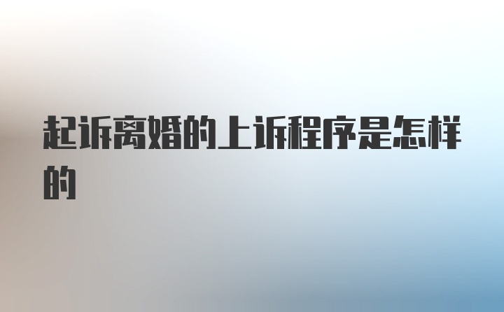 起诉离婚的上诉程序是怎样的