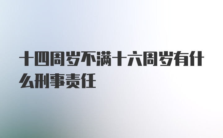 十四周岁不满十六周岁有什么刑事责任