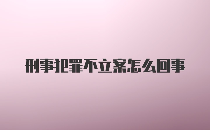 刑事犯罪不立案怎么回事