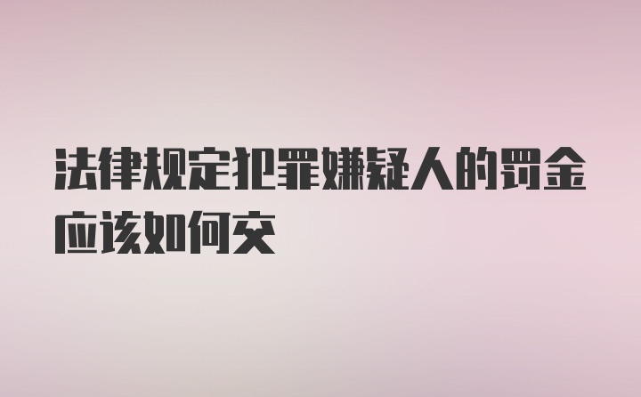 法律规定犯罪嫌疑人的罚金应该如何交