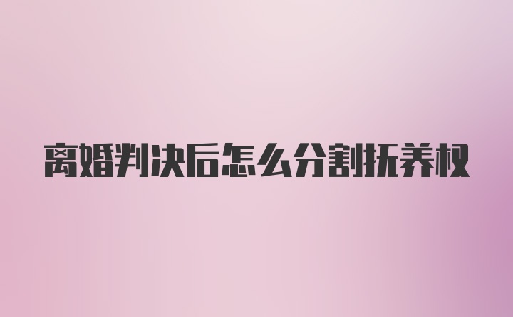 离婚判决后怎么分割抚养权