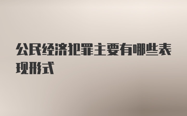 公民经济犯罪主要有哪些表现形式