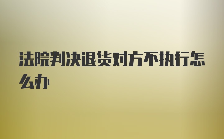 法院判决退货对方不执行怎么办