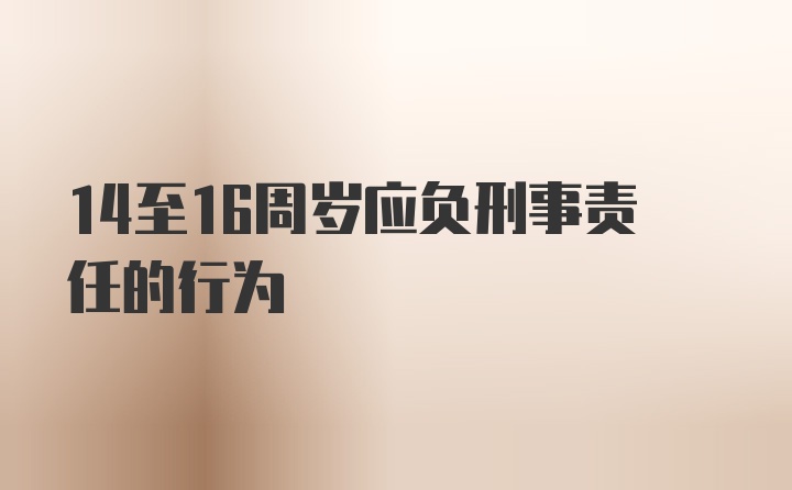 14至16周岁应负刑事责任的行为