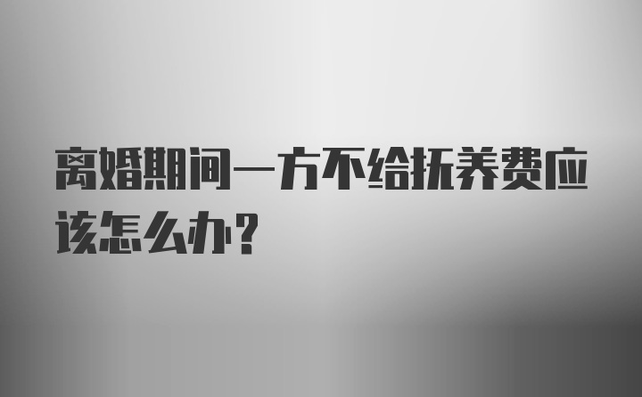 离婚期间一方不给抚养费应该怎么办？