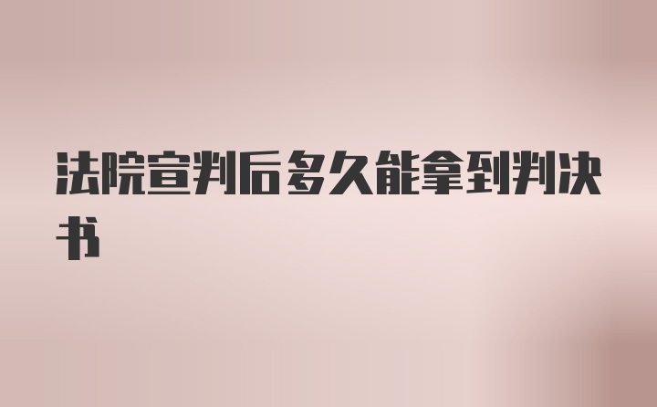 法院宣判后多久能拿到判决书