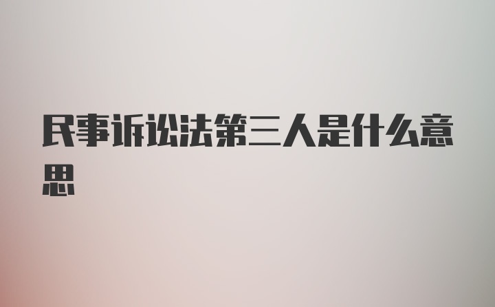 民事诉讼法第三人是什么意思