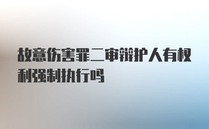 故意伤害罪二审辩护人有权利强制执行吗