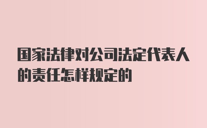 国家法律对公司法定代表人的责任怎样规定的