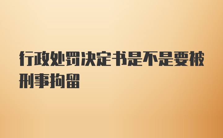 行政处罚决定书是不是要被刑事拘留