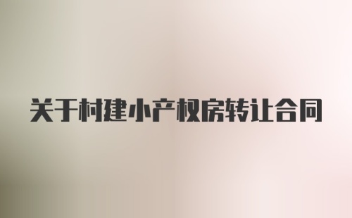 关于村建小产权房转让合同