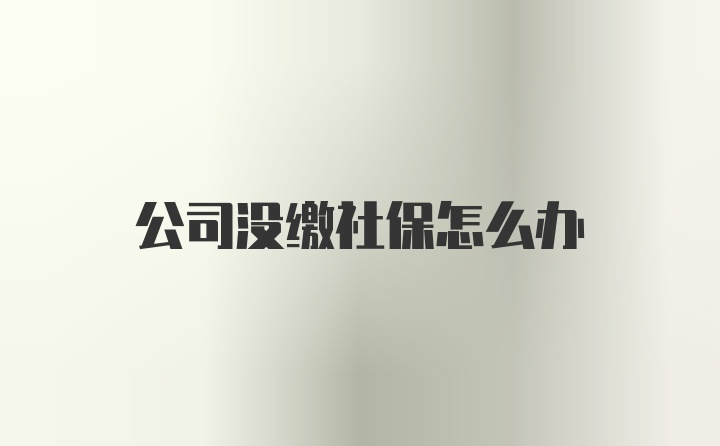 公司没缴社保怎么办