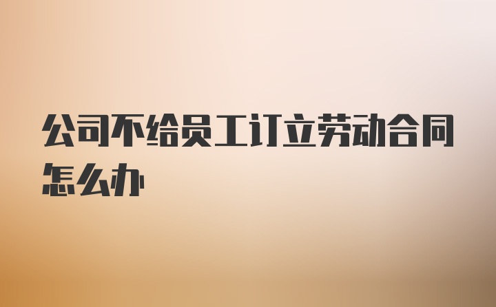 公司不给员工订立劳动合同怎么办