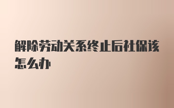 解除劳动关系终止后社保该怎么办